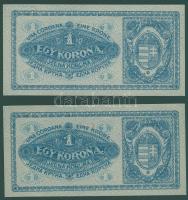 1920. 1K(2x) egymásutáni sorszámokkal T:I