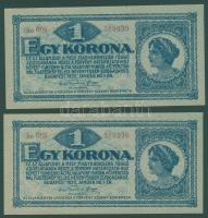 1920. 1K(2x) egymásutáni sorszámokkal T:I