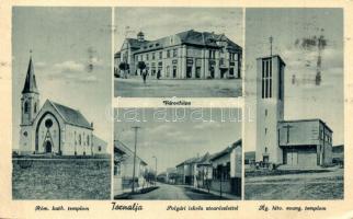 Tornalja, Tornala; városháza, római katolikus és ágostai hitvallású evangélikus templom, polgári iskola, utca / town hall, churches, school, street  (EK)