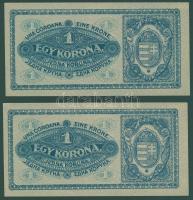 1920. 1K(2x) egymásutáni sorszámokkal T:I