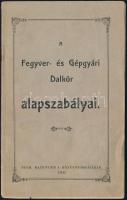 1906 Bp., A Fegyver- és Gépgyári Dalkör alapszabályai, ceruzás aláhúzásokkal, 10p