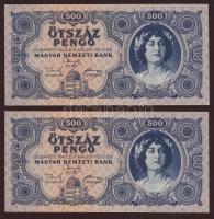 1945. 500P(2x) egymásutáni sorszámokkal T:I