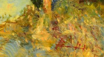 Olvashatatlan jelzéssel: Dombtetőn, olaj, farost, 20×25 cm