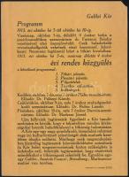 1913 Bp., A Galilei Kör programja, borítékkal