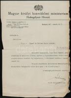 1917 Bp., A Magyar királyi honvédelmi minisztérium Hadsegélyező Hivatala által kiküldött levél, rajta Kirchner altábornagy aláírásával