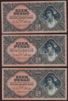 1945. 1000P(3x) egymásutáni sorszámokkal, erősebb rózsaszínes árnyalatvariáns T:I