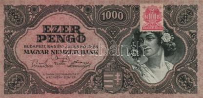 1945. 1000P "B" lemezhibás bélyeggel T:I