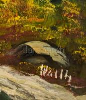 Holik jelzéssel: Hegyvidéki táj. Olaj, vászon, 40×80 cm