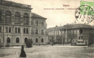 Sopron, Széchenyi tér, Kaszinó, villamos, TCV card