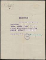 1944 Bp., Vitéz Bossányi-Havass Tibor ny. vezérőrnagy engedélye versenylovak szállításáról, aláírással