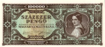 1945. 100000P világosabb hátoldali színárnyalattal T:I