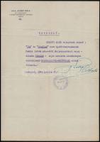 1944 Bp., Hedri Hedry Béla ny. altábornagy engedélye versenylovak szállításáról, aláírással