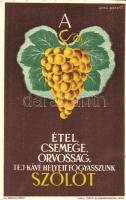 Étel, csemege, orvosság, tej-kávé helyett fogyasszunk Szőlőt! Kiadja Szőlő és Borpropaganda Iroda / Hungarian wine and grape propaganda s: Gönczi Gebhardt (EB)