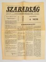 1989 A Szabadság, a Magyar Szocialista Munkáspárt Lapja I. évfolyamának 1. száma