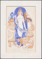 Reich Károly (1922-1988): Illusztráció, ofszet, papír, utólag jelzett, paszpartuban, 22,5×14,5 cm