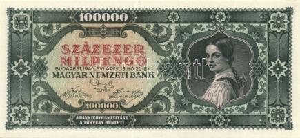 1946. 100000P Milpengő(2x) egymásutáni sorszámokkal T:I