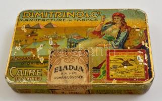 Dimitrino & Co régi cigarettás doboz, kissé kopott, 11x7 cm / cigarette box