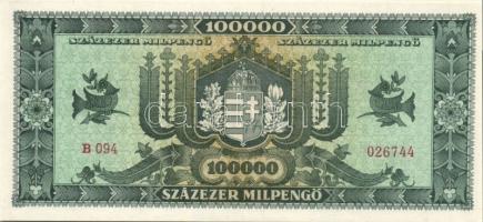1946. 100000P Milpengő(2x) egymásutáni sorszámokkal T:I