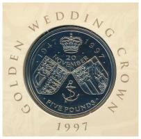 Nagy-Britannia 1997. 5Ł Cu-Ni "II. Erzsébet és Fülöp herceg - Aranylakodalom" karton díszt...