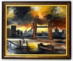 Várdombi Nagy Krisztián Kinva (1976-): Tower Bridge. Olaj,farost, jelzett, keretben, 40×50 cm