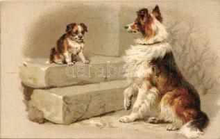 4 db VEGYES kutya motívumlap / 4 mixed dog motive postcards