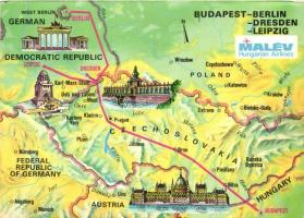 5 db MODERN MALÉV térképes motívumlap / 5 modern Malév Hungarian Airlines maps motive postcards