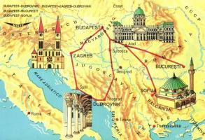 5 db MODERN MALÉV térképes motívumlap / 5 modern Malév Hungarian Airlines maps motive postcards