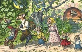 Mouse family. Alfred Mainzer Nr. 4768. - modern postcard (EK)
