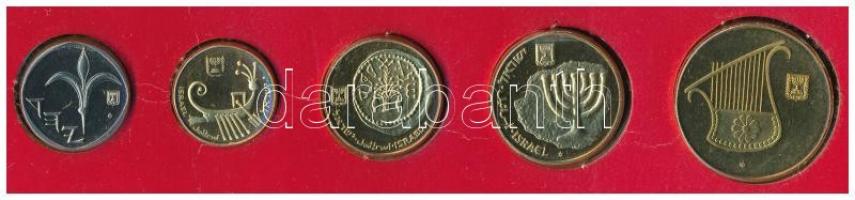 Izrael 1987. 1a-1Sh (5xklf) piefort forgalmi sor karton tokban T:1  Israel 1987. 1 Agora - 1 Sheqel (5xdiff) piefort coin set in cardboard case C:UNC