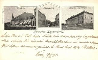 1898 Kaposvár, Fő utca, Megyeháza, Államvasutak Tápintézete. Gerő Zsigmond kiadása (EK)