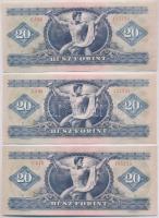 1969-1975. 20Ft (5x) közte 2db közeli sorszám T:I-