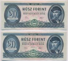 1969-1975. 20Ft (5x) közte 2db közeli sorszám T:I-