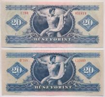 1969-1975. 20Ft (5x) közte 2db közeli sorszám T:I-