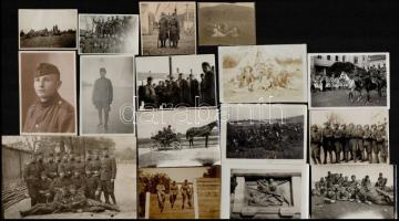 cca 1920-1940 16 db vegyes katona fotó, benne bevonulási kép és csoportképek