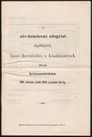 1882 A révkomáromi nőegylet alaptőkéjének, havi bevételei s kiadásainak XIV-dik kimutatása, az egylet tagjainak felsorolásával, szép állapotban, 14p