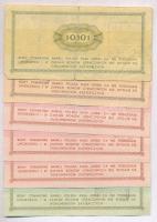 Lengyelország 1969. 0,01c + 0,02c (3x)közte 2db sorszámkövető + 0,05c + 0,10c  "Bon Towarowy&qu...