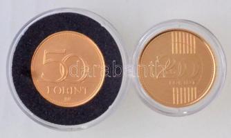 2006. 50Ft Cu-Ni "1956 tiszteletére" aranyozott forgalmi emlékérme + 2010. 200Ft aranyozot...