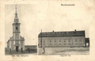 Mezőszakadát, Sacadat; Görög keleti templom, jegyzői lak / church, notary's home