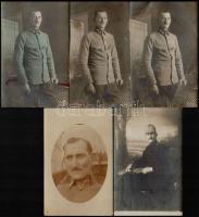 cca 1915 katonai fotó hagyaték azonos katonát ábrázoló egyéni és csoport képek 9 db