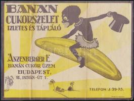 Banán cukorszelet (Anzenberger E. banáncukor üzem) reklámlap, hajtott
