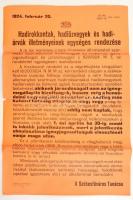 1924 Budapest Székesfőváros Tanácsa hirdetménye hadirokkantak, hadiözvegyek és hadiárvák illetményeinek egységes rendezéséről, hajtásnyomokkal, kis szakadásokkal
