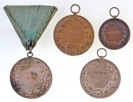 ~1930. 4db-os vegyes lövész díjérem tétel, benne "ARKANZAS" és "HAWEL BP" gyártó...