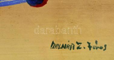 Molnár jelzéssel: Asztali csendélet. Gouache, papír, sérült, 40×48 cm