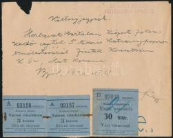 1920 Bp., Kispesti fakereskedő által fizetett városi vámbárca igazolással