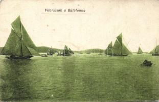 Balatoni vitorlások 15 db régi képeslap