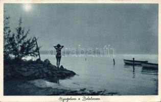 Balatoni vitorlások 15 db régi képeslap