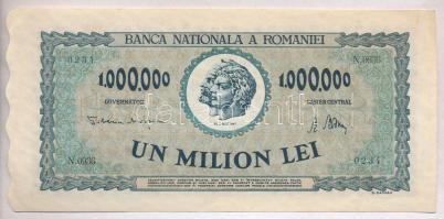 Románia 1947. 1.000.000L T:I- sarokhajtások Romania 1947. 1.000.000 Lei C:AU corner folds