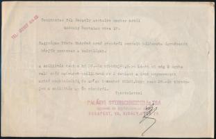 Steinschneider paplan reklámlap, hátoldalán rendeléssel