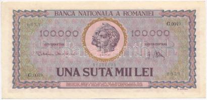Románia 1947. 100.000L T:I- sarokhajtások Romania 1947. 100.000 Lei C:AU corner folds