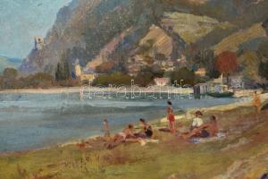 Fejes Gyula (1895-1956): Visegrád. Olaj, vászon, jelzett, festék pöttyökkel, keretben, 50×60 cm